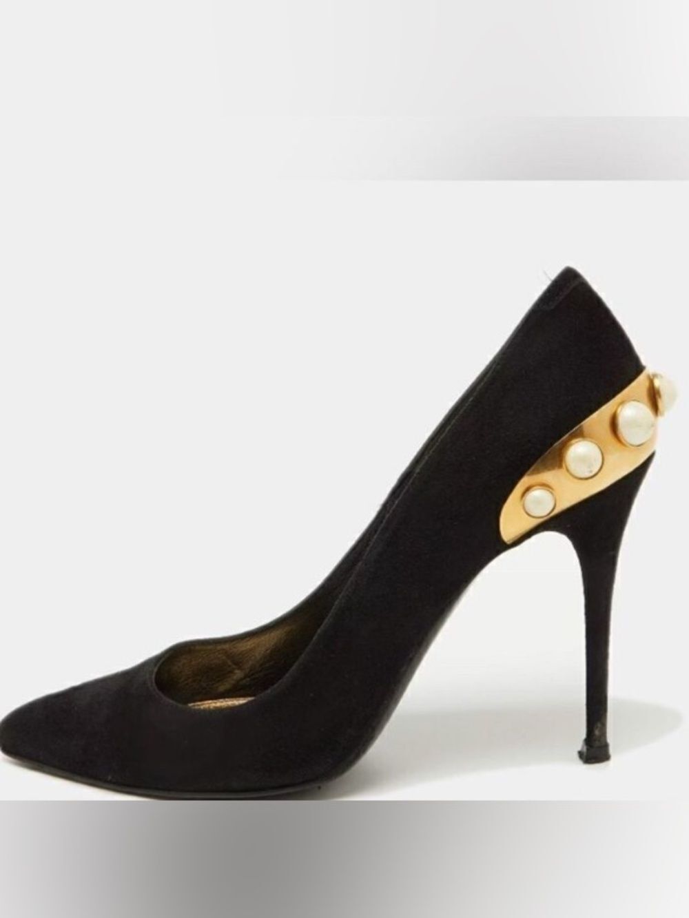 🛍️ Alexander McQueen Black Suede Pearl Embellished Pumps W/Box & Dust Cover